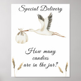 Poster cegonha - adivinha quantas doces estão no vidro