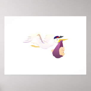 Poster Cegonha que entrega um bebê