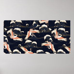 Poster cegos japoneses em estilo vintage em backgrou verd