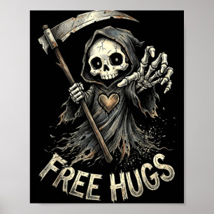 Poster Ceifador Abraça Esqueleto Humor Negro