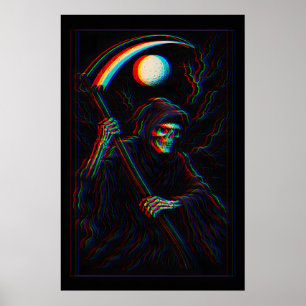 Poster Ceifador Glitch – Morte Sombria em RGB