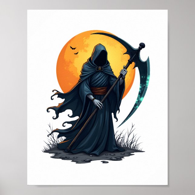 Poster Ceifeiro com Foice – Camisa Assustadora de Hallowe (Frente)