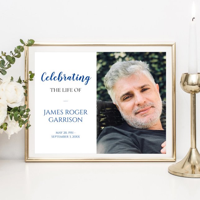 Poster Celebração Azul Elegante da Celebração de Fotos da (Criador carregado)