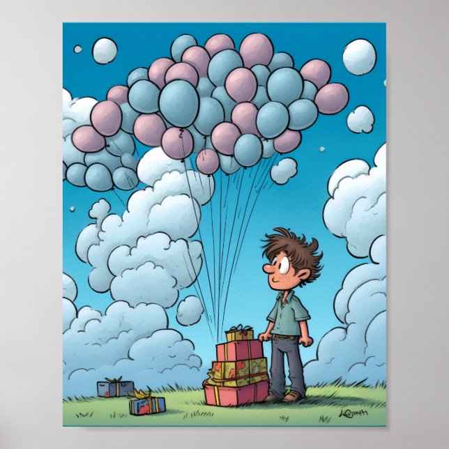 Poster Celebração, balão, tema de aniversário (Frente)