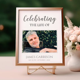 Poster Celebração Cinza da Vida com Cartão Funerário com