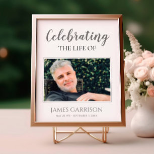 Poster Celebração Cinza da Vida com Cartão Funerário com