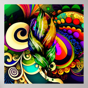 Poster Celebração Colorida Mardi Gras Abstrato Art Nola