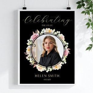 Poster Celebração da Foto Floral de Memorial Funeral