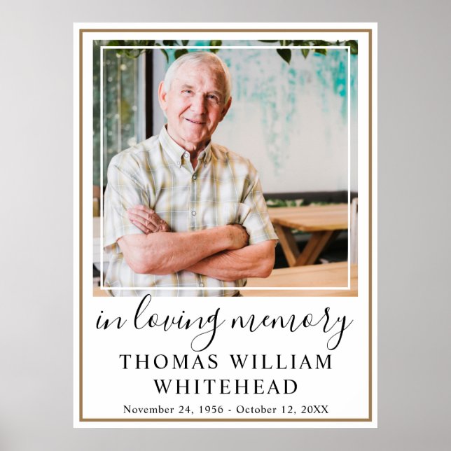 Poster Celebração da Moldura de Foto Simples em Dourado (Frente)