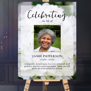 Poster Celebração da Vida com Flor de Hortênsia Foto Fune