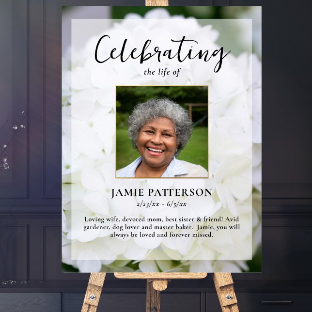 Poster Celebração da Vida com Flor de Hortênsia Foto Fune (Criador carregado)