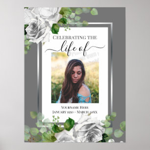 Poster Celebração da Vida com Floral Branco