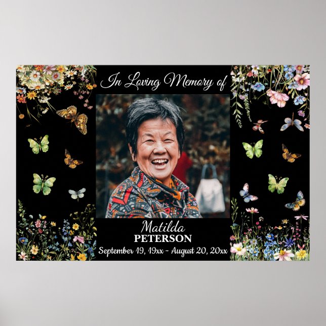Poster Celebração da Vida com Flores Silvestres e Borbole (Frente)