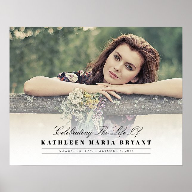 Poster Celebração da Vida com Funeral de Foto Horizontal (Frente)