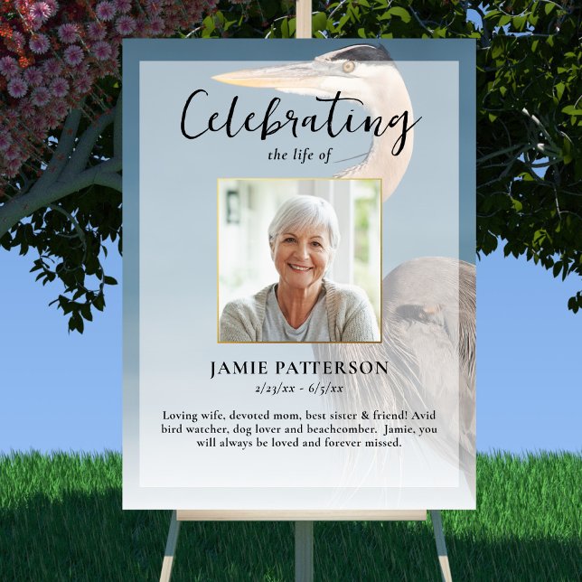 Poster Celebração da Vida de Heron Bird Amante de Pássaro (Criador carregado)