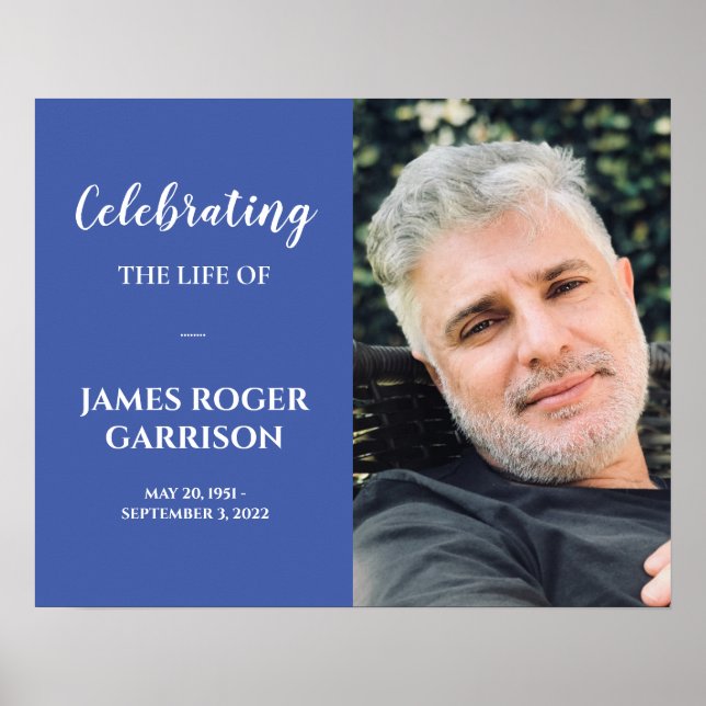 Poster Celebração da Vida em Azul e Branco Foto P Memoria (Frente)