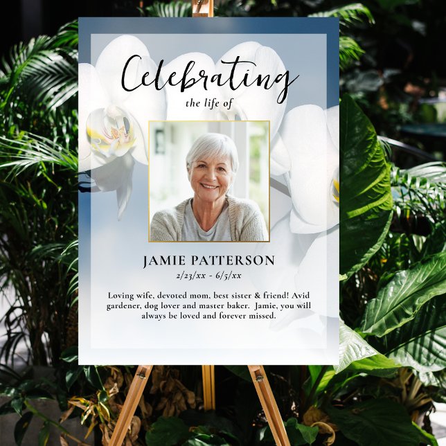 Poster Celebração da Vida Flor de Orquídea Foto, Funeral (Criador carregado)