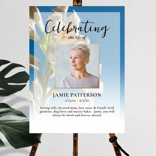 Poster Celebração da Vida Foto Funeral da Flor de Lírio (Criador carregado)