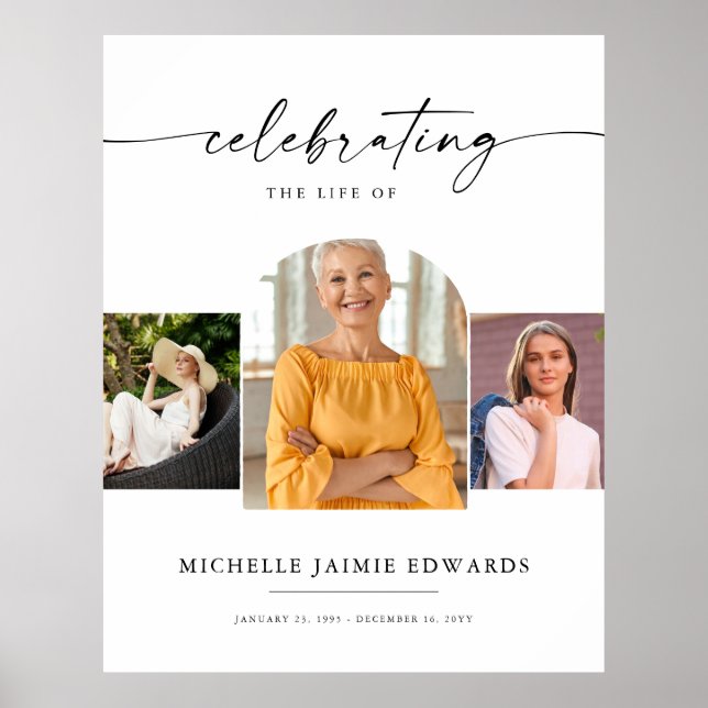 Poster Celebração da Vida | Foto Funeral Memorial (Frente)