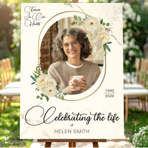 Poster Celebração da Vida, Foto Memorial Funeral Floral