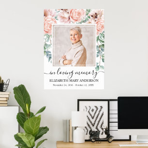 Poster Celebração da Vida Rosa Cor-de-Rosa Peônia Floral 