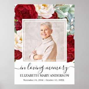 Poster Celebração da Vida Rosas Vermelhas e Brancas Foto