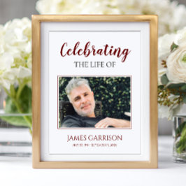 Poster Celebração da Vida Vermelho Escuro com Cartaz de F