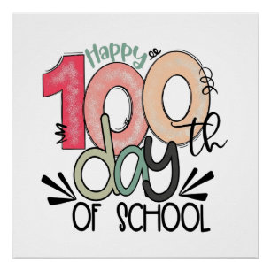 Pôster celebração de 100 dias de escola brilhante