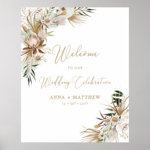 Poster Celebração de Casamento de Casais Boho Ouro Bem-vi