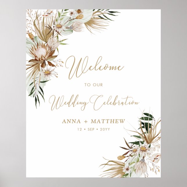 Poster Celebração de Casamento de Casais Boho Ouro Bem-vi (Frente)
