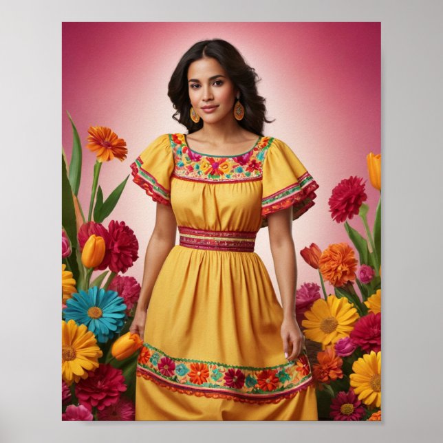 Poster Celebração de dias de as mães, Floral Vibrante (Frente)