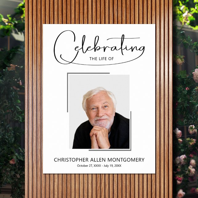 Poster Celebração de Foto Memorial de Funeral da Vida (Celebration of Life photo memorial funeral poster - INSTANT DOWNLOAD or PRINTED (framed, too))