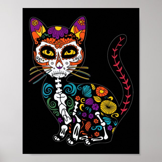 Poster Celebração De Gatos De Crânio De Açúcar Para Pás D (Frente)
