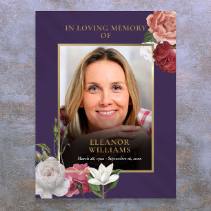 Poster Celebração de Memória Floral de Foto de Funeral