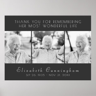 Poster Celebração de Sua Vida Moderno Simples Três Fotos