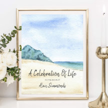 Celebração de Vida Cena de Praia em Aquarela