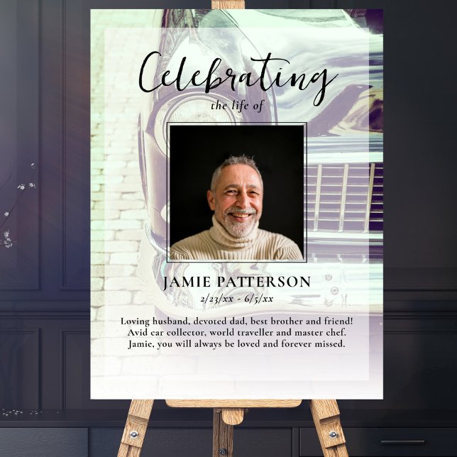 Poster Celebração de Vida de Colecionador de Carros Foto, (Criador carregado)