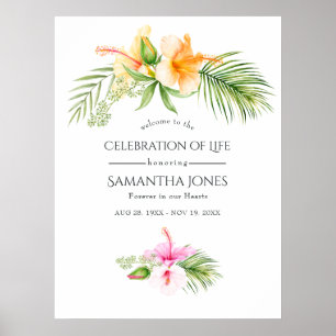 Poster Celebração de Vida Floral Tropical na Praia Bem-Vi