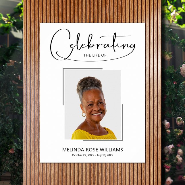 Poster Celebração de Vida Foto Funeral (Celebration of Life photo memorial funeral poster - INSTANT DOWNLOAD or PRINTED (framed, too))