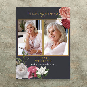 Poster Celebração de Vida Funeral Floral 2 Fotos