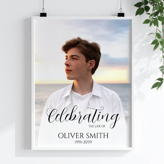 Poster Celebração de Vida Personalizada com Foto de Memór (Criador carregado)