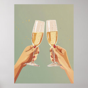 Poster Celebração do Brinde de Champanhe Elegante