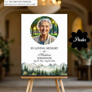 Poster Celebração Do Funeral De Montanhas E Árvores