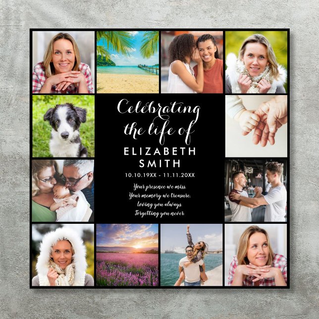 Poster Celebração do Life Memorial 12 Foto Sinal (Celebration of Life Memorial 12 Photo Sign)