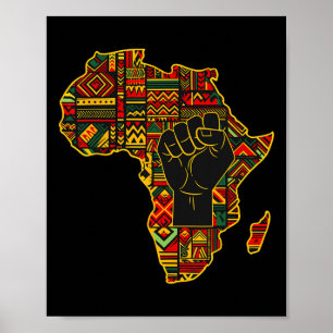 Poster Celebração do Map Africano Fist Black History Mont