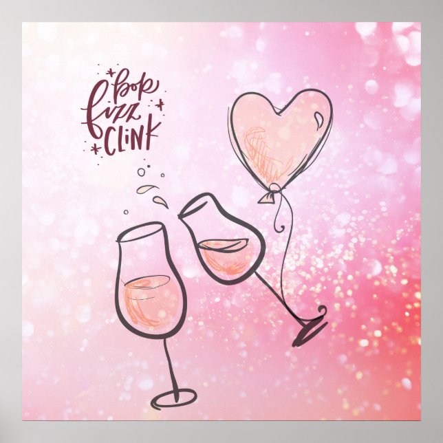 Poster Celebração do Vinho de Champanhe de pop Fizz Clink (Frente)