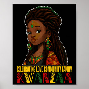Poster Celebração dos Princípios Kwanzaa Kinara Velas Afr