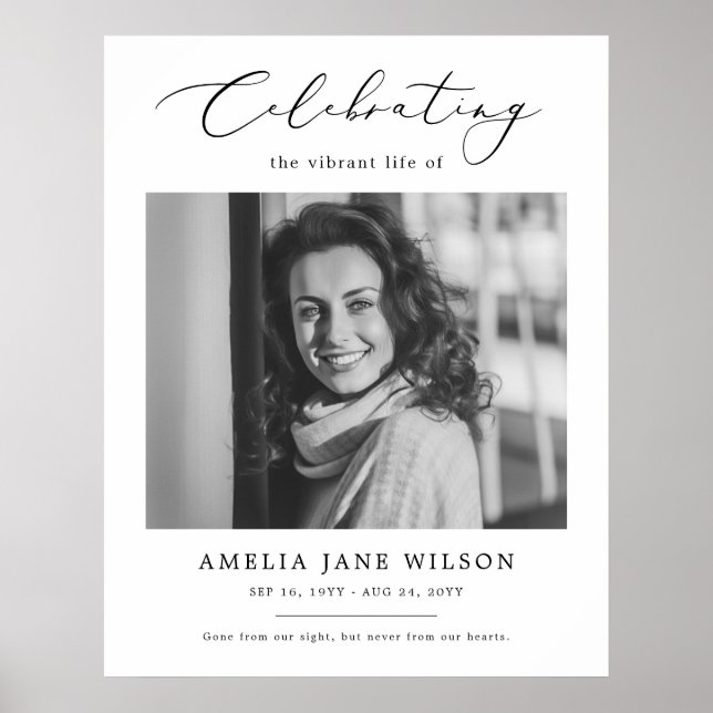 Poster Celebração Elegante Do Funeral Memorial Fotográfic (Frente)