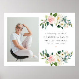 Poster Celebração Floral Elegante Blush do Funeral da Vid