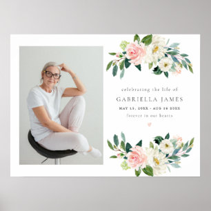 Poster Celebração Floral Elegante Blush do Funeral da Vid